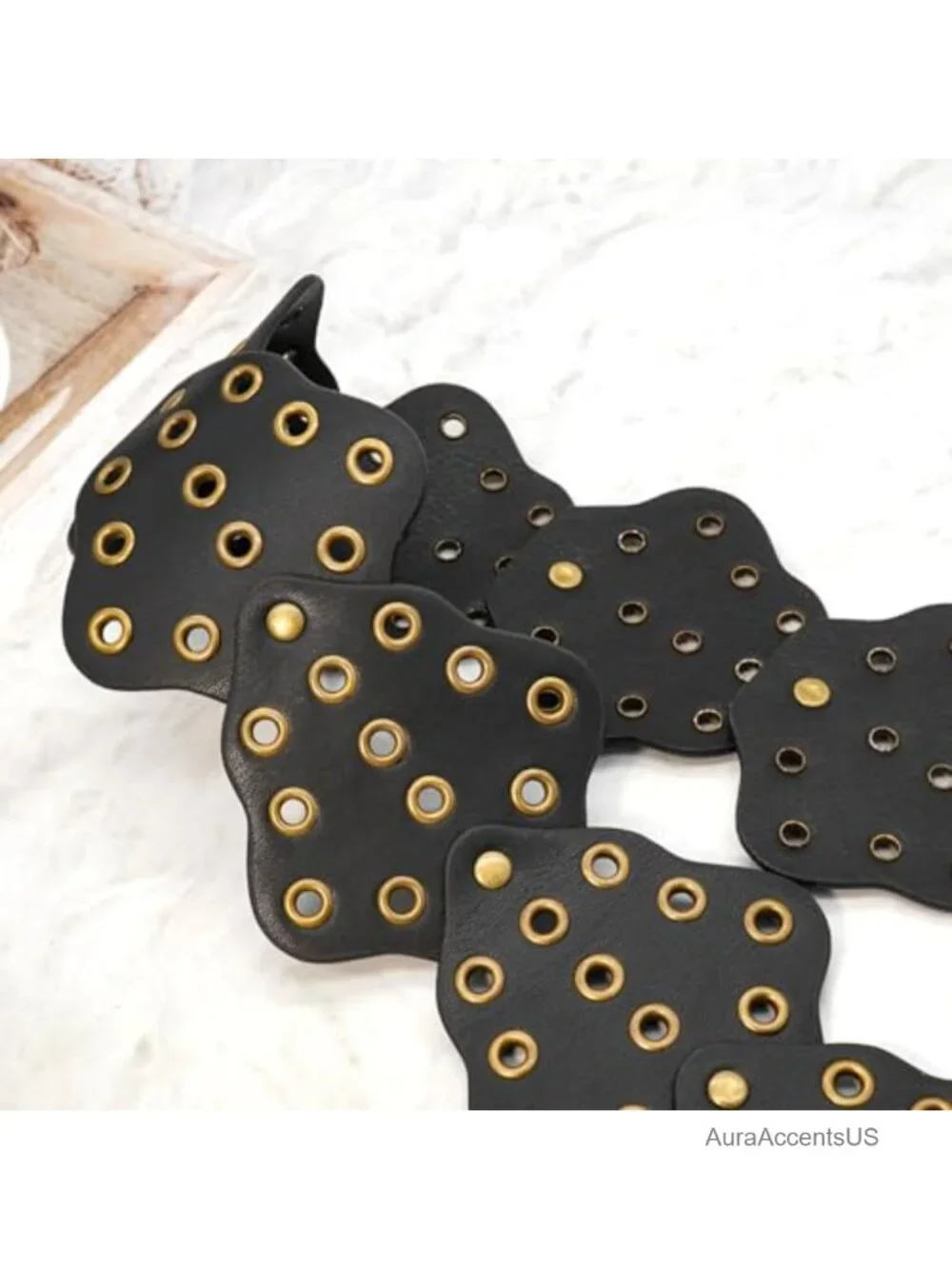 Vintage Hollow Boho Wide Disc PU Leather Belt Western Chunky Waist